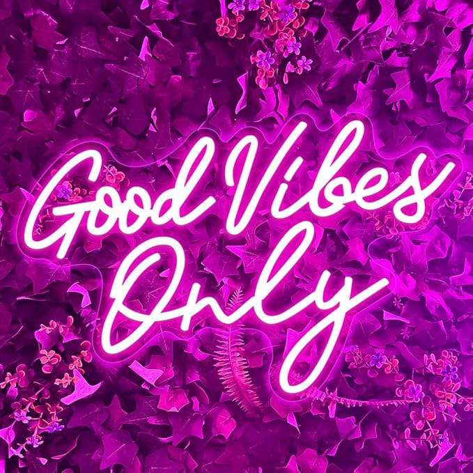 Good Vibes Only Neon Sign,Good Vibes Neon Signs for Wall Decor,Beautiful Pink Good Vibes Only Neon Light Sign for Girls Bedroom Decoration,Party,Birthday,Wedding,Salon Shopping Mall Home Wall Decor