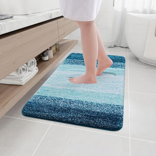 Arotive Microfiber Bathroom Rugs, Shaggy Soft and Absorbent Bath Rug, Non-Slip, Thick Plush Machine Washable Dry Bath Mats for Bathroom, Tub and Shower, 36x24, Peacock Blue