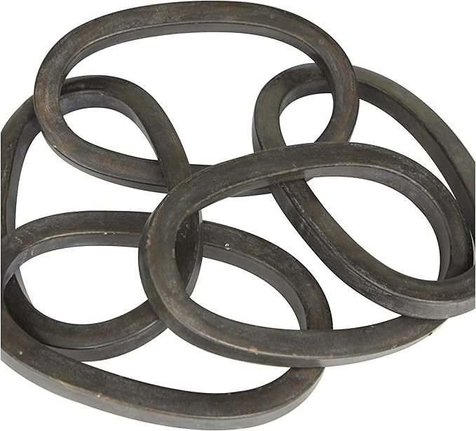 CosmoLiving by Cosmopolitan Metal Chain Decorative Sculpture Home Decor Statue, Accent Figurine 36" x 6" x 3", Black