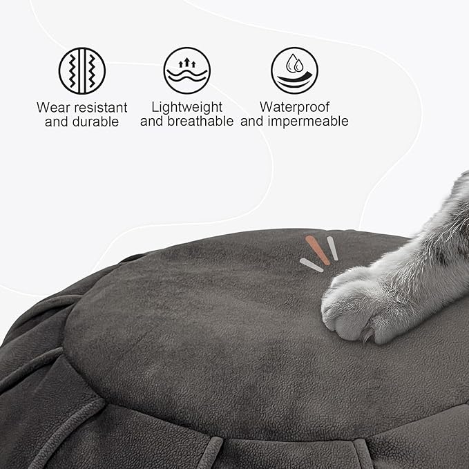 Louis Donné Unstuffed Ottoman Pouf Cover, Eco-Friendly Fabric Pouf Ottoman Floor Chair with Storage Solution for Bedroom, Round Foot Stools for Seating Poufs for Living Room Camper(Dark Brown)