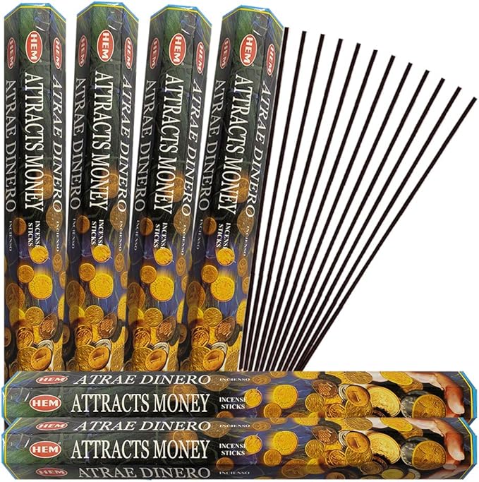 Attracts Money Incense Sticks and Incense Stick Holder Bundle Insence Insense Hem Incense Sticks