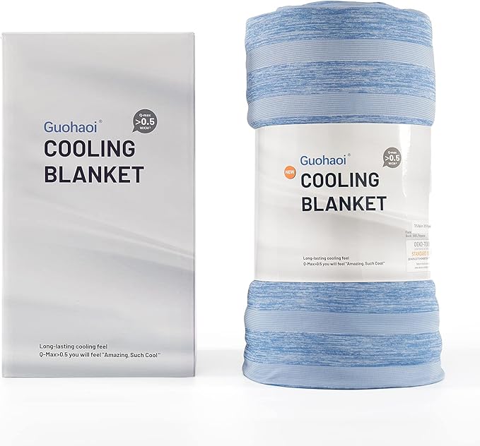 Guohaoi Cooling Throw Blanket for Hot Sleepers,Arc-Chill Q-Max >0.5 Cool Fiber,100% Oeko-Tex Certified Lightweight Summer Cool Blanket for Travel/Outdoor Ultra Cold Breathable,50''x70''