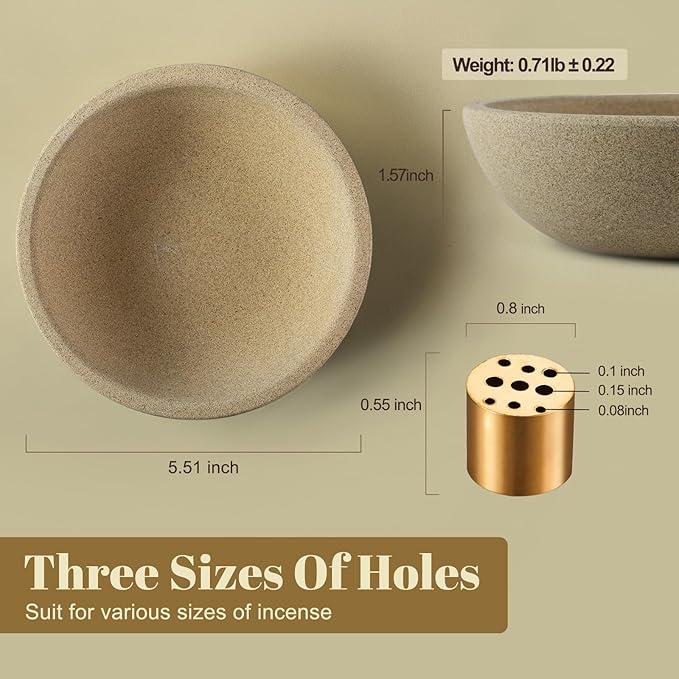 Koville Sandstone Incense Holder, Incense Holder for Sticks with 9 Holes, Natural Stone Incense Burner Ash Catcher for Meditation Yoga SPA, Incense-Sticks Holder(Brown)