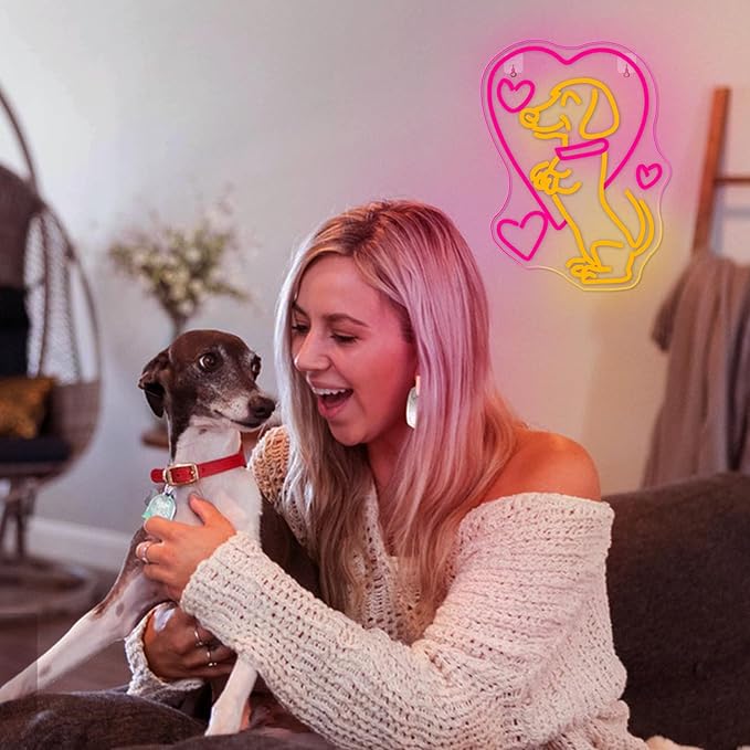 NOSUN Love Dog Neon Sign for Wall Decor With USB Light Up Sign for Bar, Party, Club, Bedroom, Gaming Room, Men Cave - LED Decorations