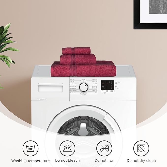Superior Egyptian Cotton 8-Piece Towel Set, Assorted Towels for Home Bathroom, Guest Bath Decor Essentials, Includes 2 Bath, 4 Hand, 2 Face Towels/Washcloths, Quick Dry, Absorbent, Burgundy