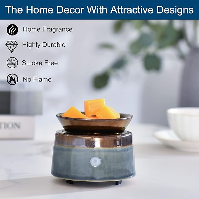 kobodon Ceramic Candle Wax Warmer,Home Fragrance Diffuser, Wax Melter Fragrances Candles Oils, Fragrance Warmer Candles or Wax Melts as Gifts for Mom Grandma Women…