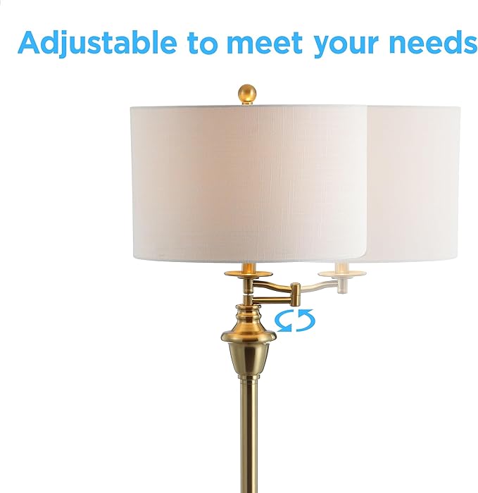 JONATHAN Y JYL3055A Cora 60" Metal/Glass LED Side Table and Floor Lamp Contemporary,Transitional for Bedrooms, Living Room, Office, Reading, Brass
