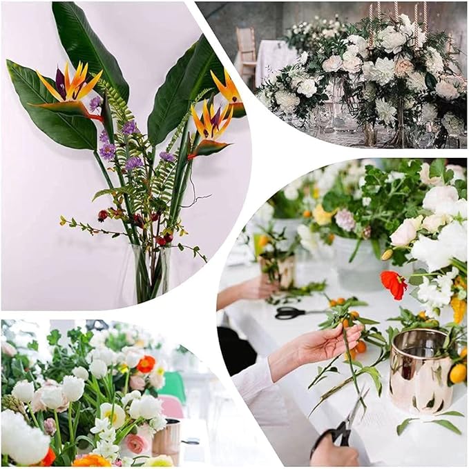 Artificial Bird of Paradise Flowers Rubber Strelitzia 32'in Long Stem Flower 3 Pcs,Suitable for DIY Home Decor Party Theme Display (Orange)