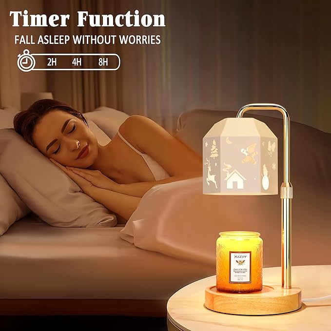 Candle Warmer Lamp with Timer Dimmer,Adjustable Height Candle Warmer, Candle lamp for Scented Wax Jar Candles, for Women,House Warming Gifts for New Home Bedroom Decor,Hollow Art