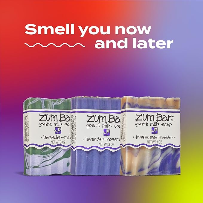 Indigo Wild Zum Bar Goat's Milk Soap - Lavender Blends - Frankincense, Rosemary, Mint - 3 oz (3 Pack)