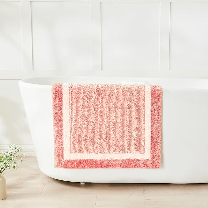 CozeCube Bath mats for Bathroom Non Slip, Plush Shaggy Bath Rugs for Bathroom Washable, Extra Soft and Absorbent Microfiber Bath Rugs, Pink Christmas Rugs, Blossom Pink, 47" x 24"