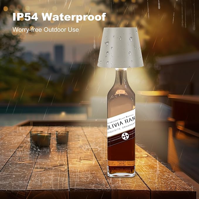 Wireless Bottle Lamp, 2025 New 3 Color Rechargeable Wine Bottle Lights for Bars Restaurants (Gray, 1PC)