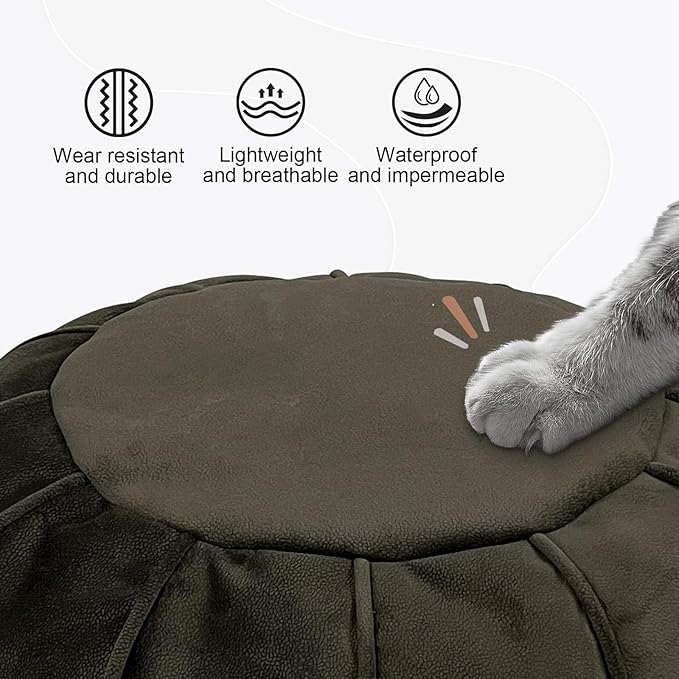 Louis Donné Unstuffed Ottoman Pouf Cover, Eco-Friendly Fabric Pouf Ottoman Bean Bag with Storage Solution for Bedroom, Round Foot Stools for Seating Poufs for Living Room Camper(Olive Green)