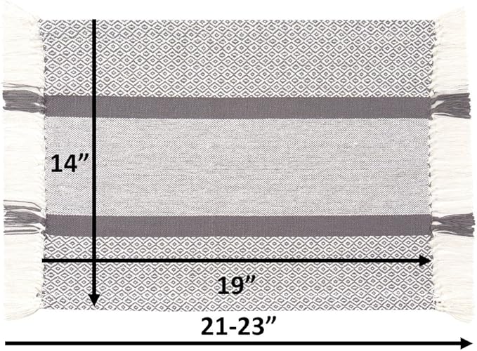 Sticky Toffee Cotton Placemats Set of 4 – Gray Woven 14x19 in Table Mats for Kitchen or Dining Table, Boho Style, Washable Cloth Placemats
