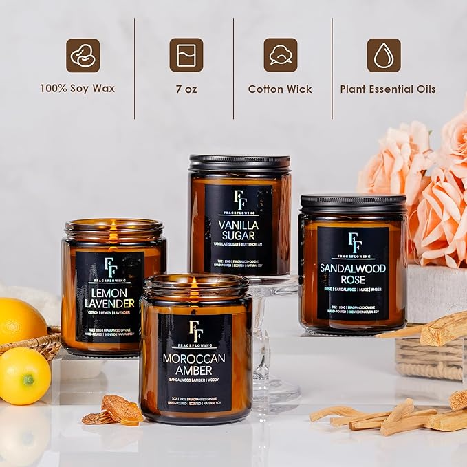Vanilla Sugar Scented Candles for Home, Mother's Day Gifts Soy Wax Candle Aromatherapy Candles Gift for Women Men, 7oz