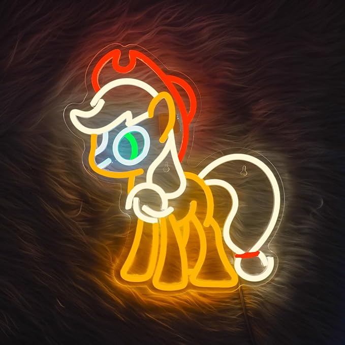 Neon Signs for Wall Decor, Led Sign for Wall, USB Powered Anime Neon Lights for Girls Bedroom, Kawaii Horse Light Up Sign for Boy Game Room Decor,Dimmable LED Neon Light Sign Cartoon
