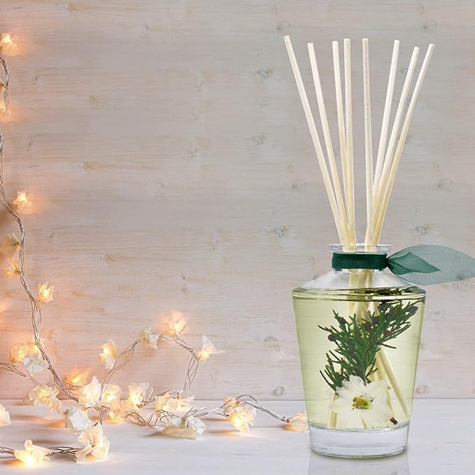 LOVSPA Sparkling Balsam Pine Reed Diffuser Oil Set – Christmas Tree Fir Needles and Birch Wood Scent with Real Botanicals - Elegant Glass Bottle - Christmas Holiday Decor - Made in The USA