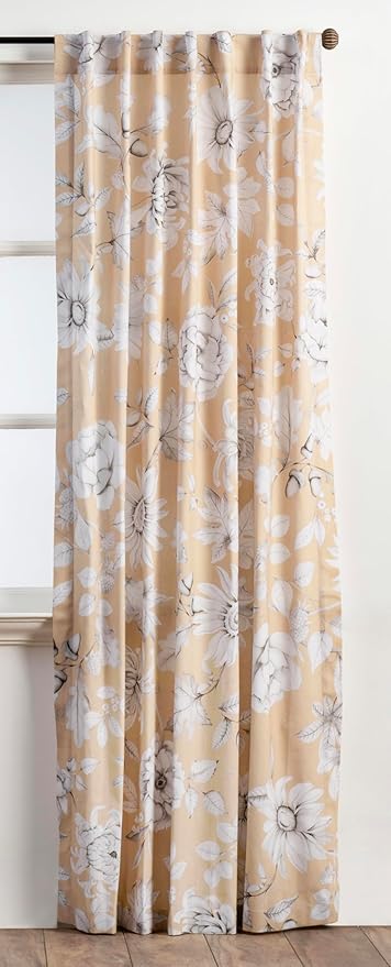 Maison d' Hermine Curtains for Living Room 100% Cotton 124 inch Length One Panel Light Filtering Curtains for Bedroom Windows with Rod and Loop Pockets Drapes (Pretty Autumn, 50" W x 124" L)