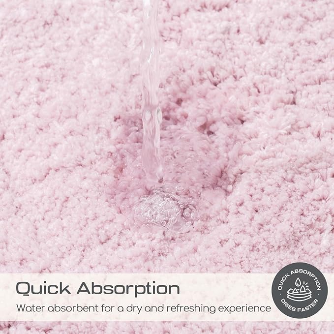 ROSMARUS Shaggy Non Slip Bath Mat 24" X 36", Soft Shower Mat for Floor & Tub, Fluffy Plush Bathroom Rug Machine Washable, Mauve Pink