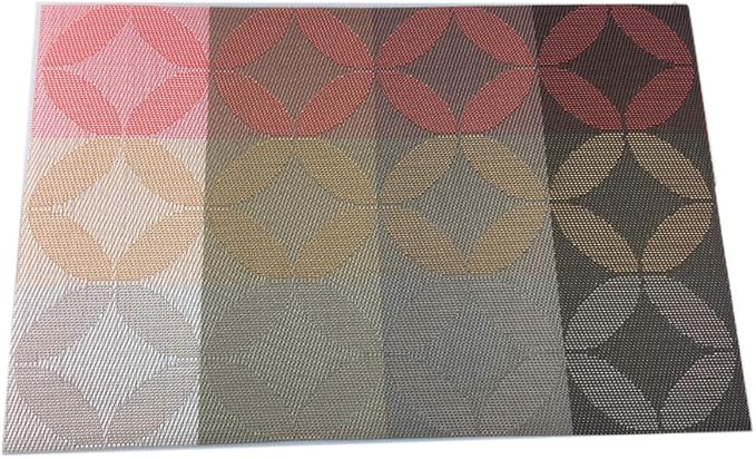 Heat-Resistant & Stain Resistant Anti-Skid Woven Vinyl Table Mats - Non-Slip Kitchen Table Mat Set of 6-30x45 cm (Green)
