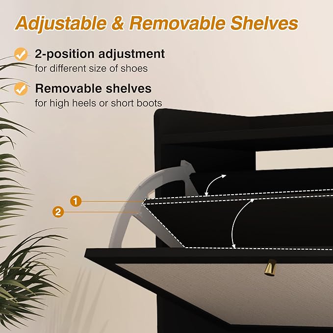 AVZEAR Shoe Cabinet, Shoe Cabinet Freestanding Tipping Bucket Shoe Rack Organizer with 3 Flip Drawers, Modern Entryway Narrow Shoe Rack for Entryway, Hallway, Bedroom (Black)