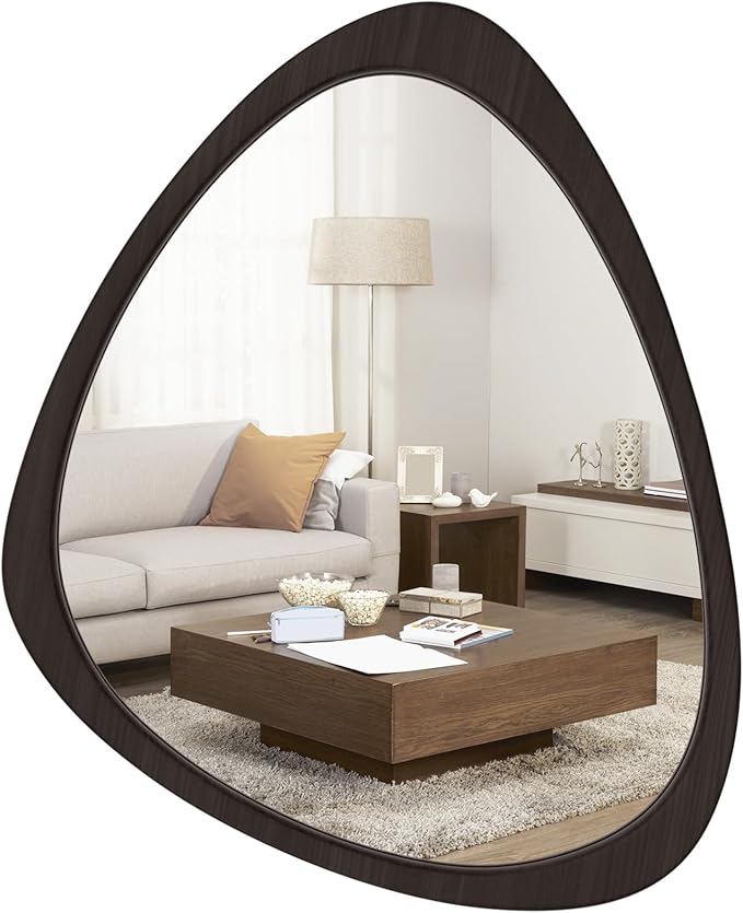 WallBeyond Asymmetrical Mirror, Irregular Wall Mirror, Wall Mirrors Decorative for Bedroom Living Room Entryway Hall, Wood Mirror for mid Century Modern Decor 25" H x 20" W, Black