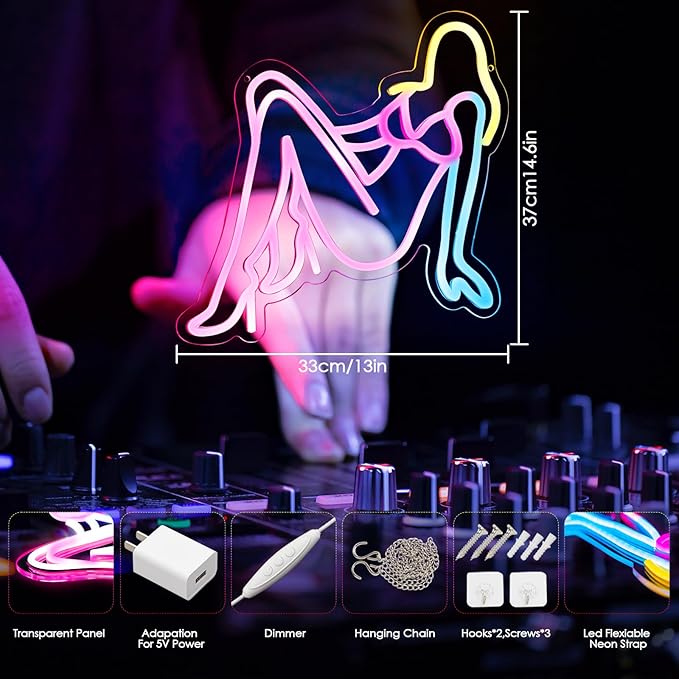 Golden Hair Beauty Neon Sign Neon Sign Led Neon Lights for Wall Decor Dimmable for Bedroom Led Sign USB Powered for Christmas Thanksgiving Birthday Party Girls Gifts