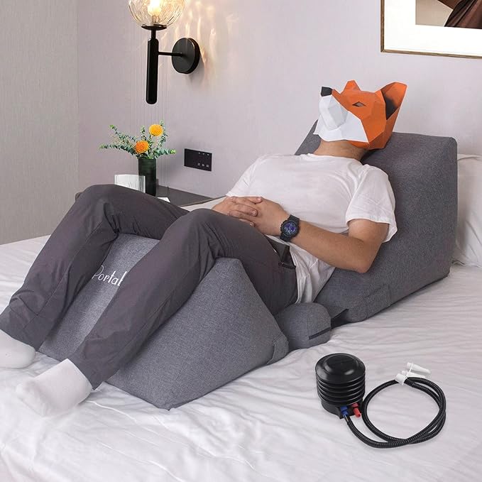 Inflatable Wedge Pillow Set for Indoor&Outdoor Lounge Chair 0-90ยฐ Infinite-Angle Adjustable Lying Game Pillow, Wedge Pillow for Back Pain Relief Portable Lawn Chair Outdoor Chair