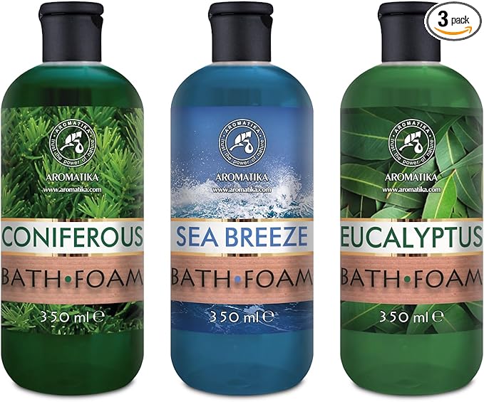 Bath Foam Set Coniferous & Sea Breeze & Eucalyptus 3x12Fl Oz - Body Care - Beauty - Bathing - Body Care - Wellness - Relax - Aromatherapy - Spa - Fresh Aroma - Bubble Baths