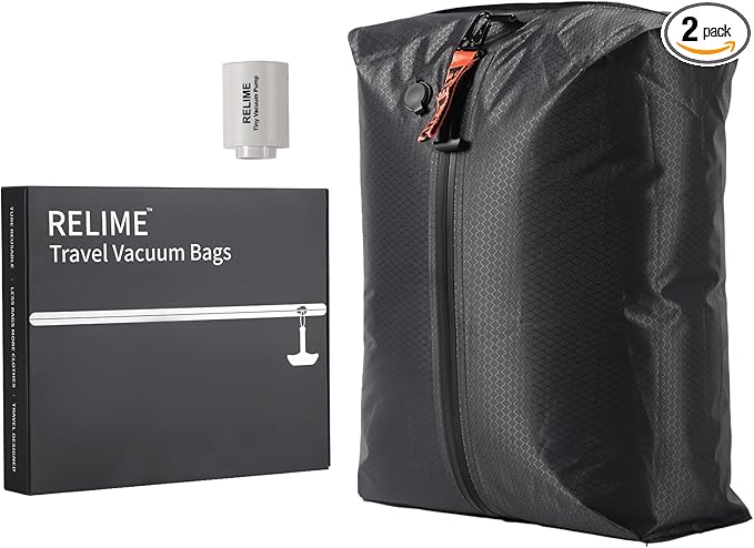 Vacuum Bags for Travel Luggage with Wireless Pump, Revolutionary Reusable Compression Bags for Carry On Suitcases and Backpack, Vacuum Seal Packing cube for Cloth Packing (1PC + PUMP)