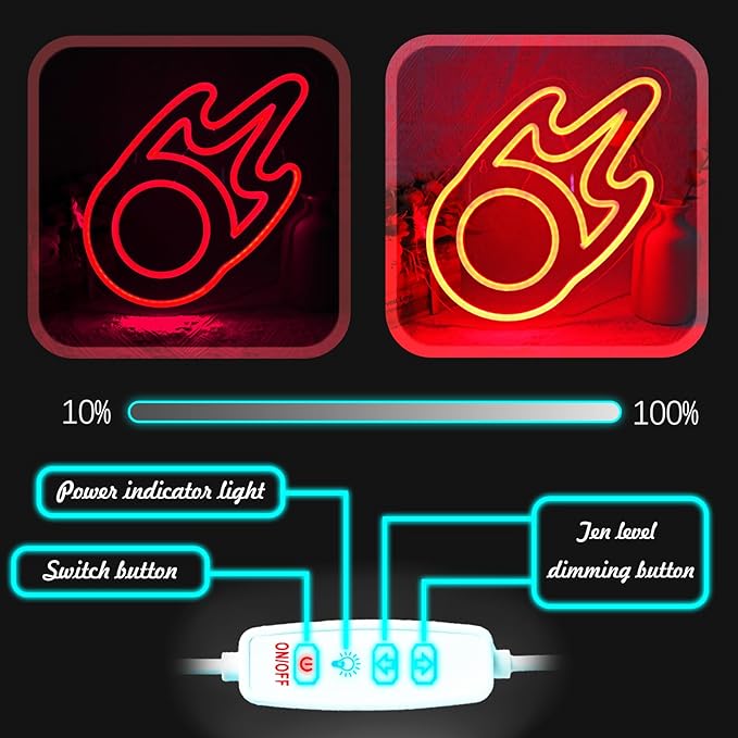 Gaming Black Mage Neon Sign for Wall Decor, LED Light for Bedroom, Game Room Decorations, Dimmable, 5V USB Powered, Red, 11.8" x 11.8"