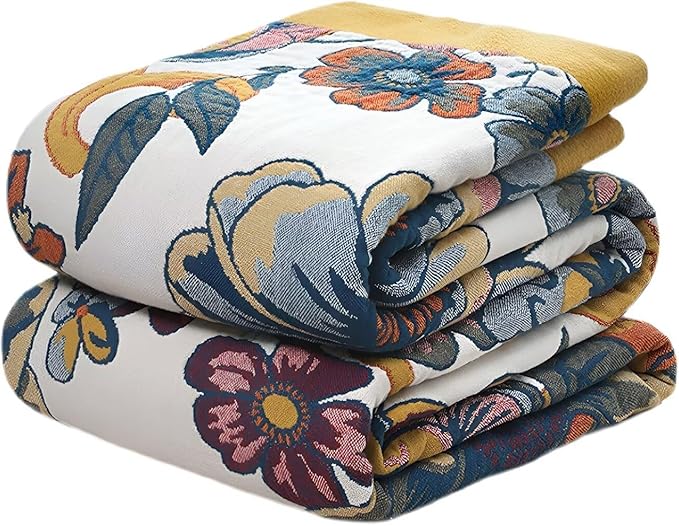 Boho Throw Blankets for Bed Couch, 100% Soft Cozy Cotton Throw Blanket Boho 80"x90",Lightweight Reversible Muslin Blanket Decor Blankets for Armchair Travel