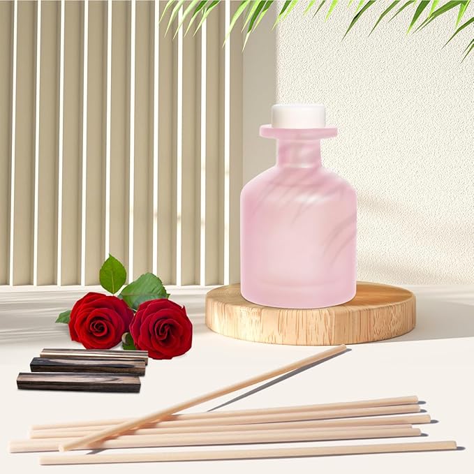 Reed Diffuser - Jasmine Green Tea & Ebony Rose 3.38oz (100ml) 2 Packs Essential Oil Reed Diffuser Set with 16 Sticks, Long Lasting Fragrance for Home, Bathroom, Bedroom, Room, Decor