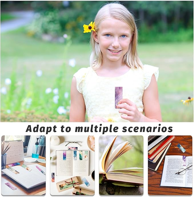 48 Pieces Magnetic Bookmarks Magnet Page Markers - Book Marks for Reading Women & Men with Storage Boxes - Cute Magnet Bookmark Clips for Reading Pleasure(Marble)