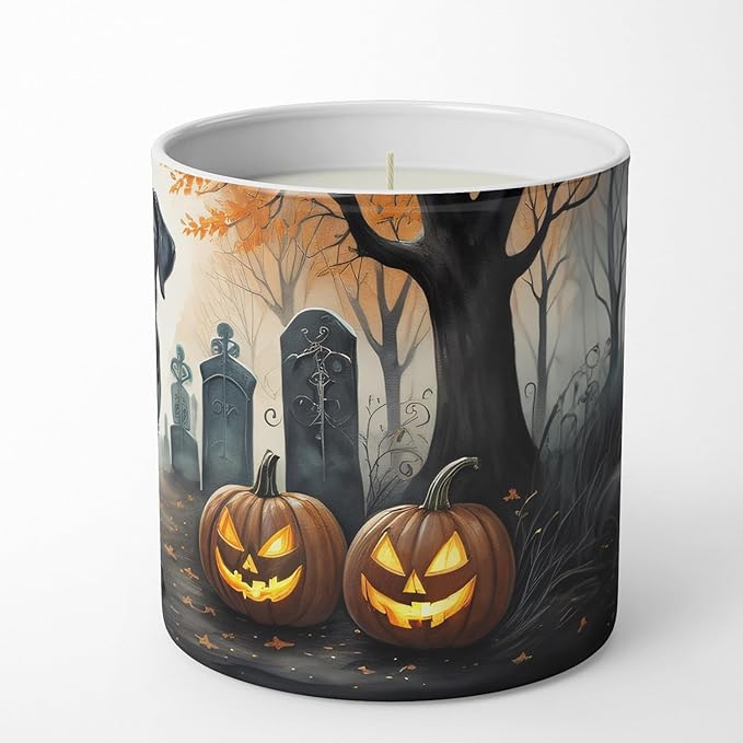 Caroline's Treasures DAC2015CDL Black Labrador Retriever Spooky Halloween Decorative Soy Candle Nature Soy Wax Essential Oil Home Decor Ideal for Bedroom Kitchen Bath Office Gift, 10 oz