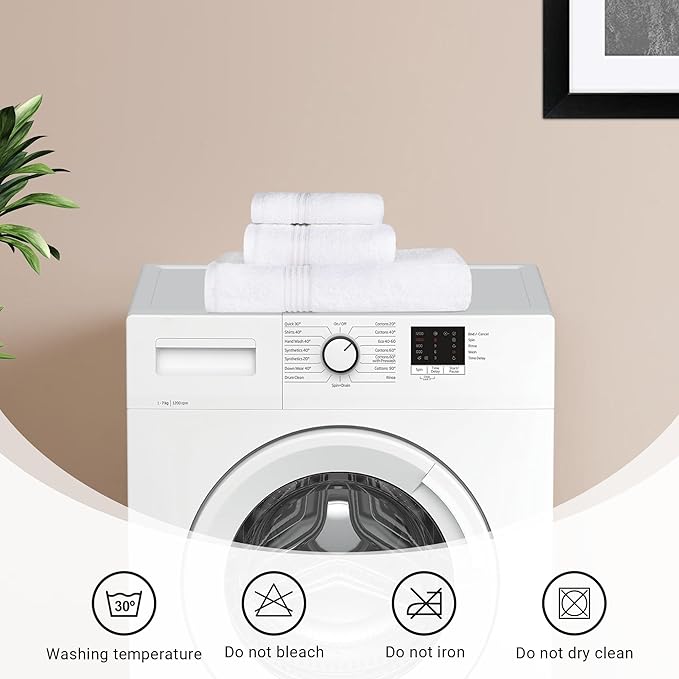 Superior Egyptian Cotton Bath Towel Set, Home Bathroom Towels, Master, Guest Bath, Decor Essentials, Quick Dry, Absorbent, Large Body Towels, Spa, Hotel, Resort, Adult, Kids, Set of 2, White