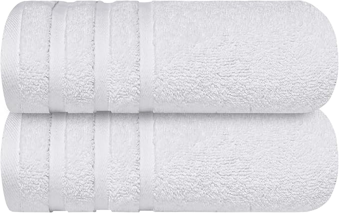 Infinitee Xclusives 100% Cotton Luxury Bath Towels Set of 2 (27x54 Inches), Soft, Absorbent, Quick Dry, Perfect Towels for Bathroom, Gym, Spa & Hotel |Brilliant White|