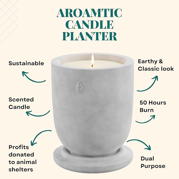 Matani Concrete Cement Candle Planter - Aromatherapy, Soy Candle & Dual Purpose Jar Candles, Strong Gift Candles - Grey Lavender