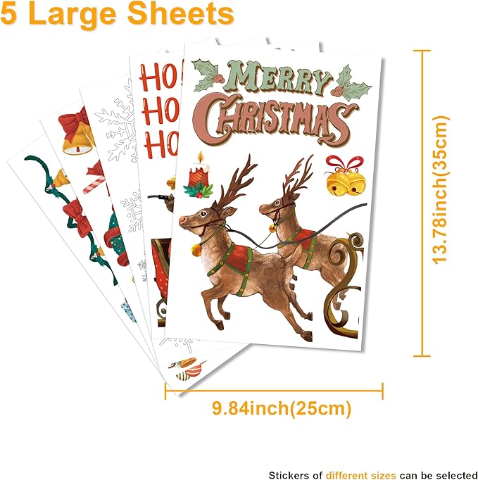 Christmas Decorations - Snowflake Window Clings Stickers for Glass | Christmas Decorations Indoor Outdoor - Holiday Santa Claus Reindeer Decals Xmas Decor Party Favors Supplies for Outside 2025