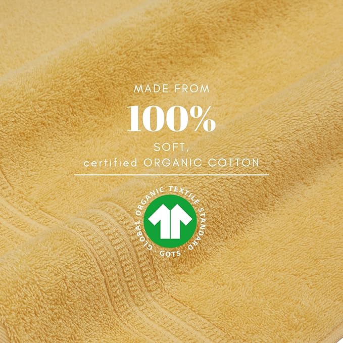 HOMELOVER 4 Piece Luxury Hand Towel Set - 100% Organic Cotton, 500 GSM, Hotel Quality, Soft, Highly Absorbent & Quick Drying Bathroom and Kitchen Towel for Face & Hand Washing (Lemon Yellow)