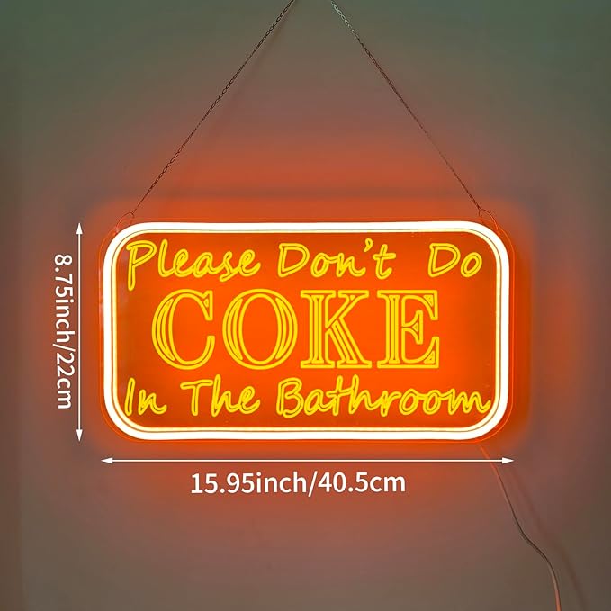 Please Don 't Do Coke in The Bathroom Neon Sign for Wall Decor, Neon Light Sign With Adjustable Brightness, Light Up Sign for Party Decor, Bathroom, Halloween Funny Neon Signs