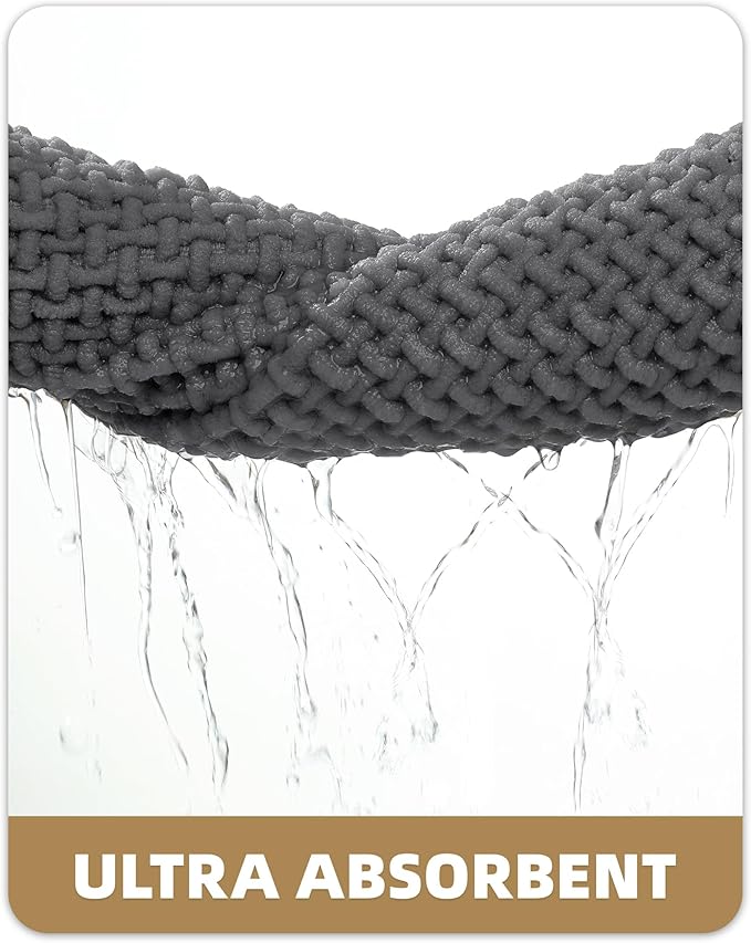 Color&Geometry Chenille Pile Long Bathroom Runner Rugs Upgraded Denser, 24"x47" Non Slip Absorbent Grey Bath Mats for Bathroom, Washable Shower Mat Outside Shower Quick Dry