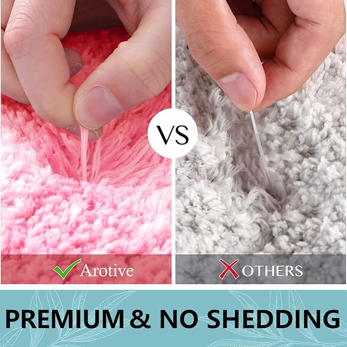 Arotive Microfiber Bathroom Rugs, Shaggy Soft and Absorbent Bath Rug, Non-Slip, Thick Plush Machine Washable Dry Bath Mats for Bathroom, Tub and Shower, 47x17, Pink