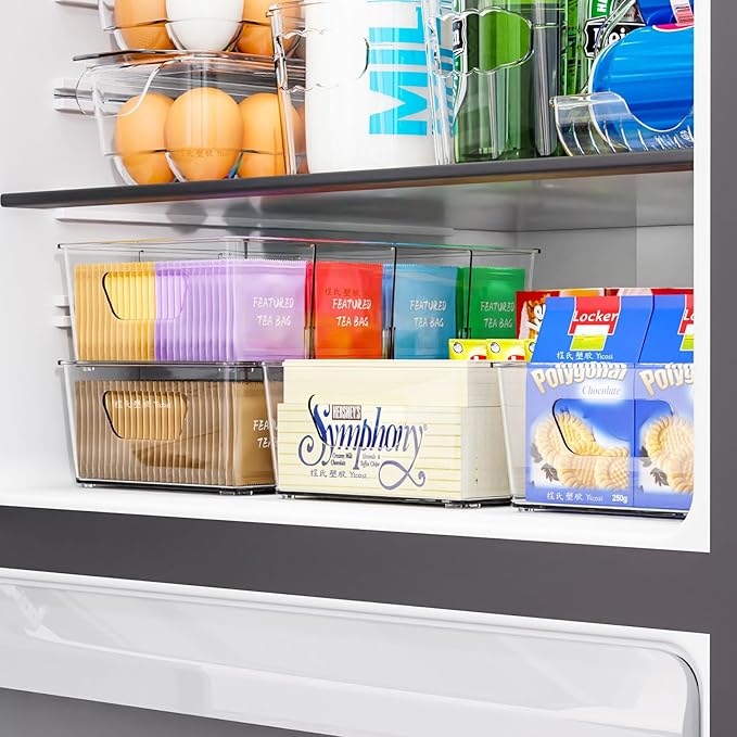 Stackable 6 Pack Snack Organizer for Pantry Shelf,Clear Pantry Organizers and Storage Bins for Fridge,Office,Cupboard,Plastic Pantry Snack Organizer For Breast Milk,Tea Bag,Food Storage Containers