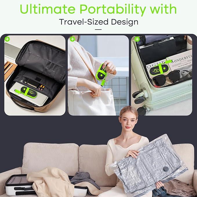 Travel Vacuum Storage Bags with USB Electric Pump, 15 Pack Compression Travel Packing Bags for Luggage and Suitcase, Carry-on Size Space Saver for Clothes and Clothing