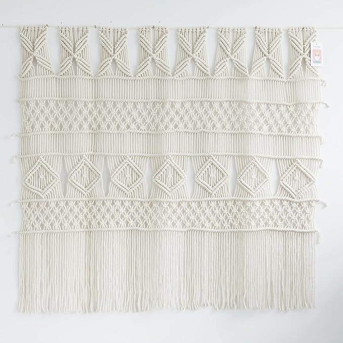 Macrame Wall Hanging Macrame Curtains Boho Door Curtain Panels Handmade Wall Art Home Wall Décor,52"x 57"
