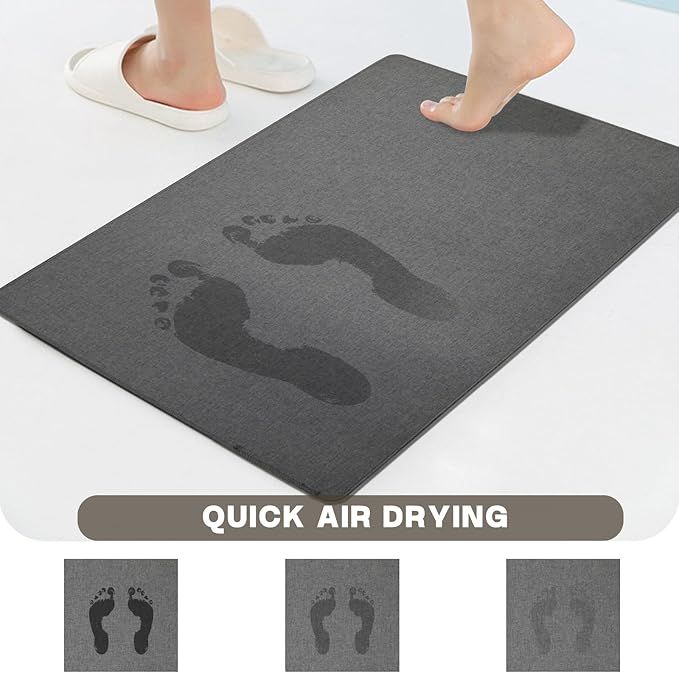 Yancorp 17"x48" Ultra Thin Long Bathroom Rugs,Low Profile Long Bath Mat Non Slip Fit Under Door Absorbent Washable Indoor Door Mat Shower Sink