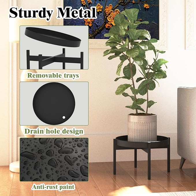 Plant Stand Indoor Outdoor, 7.9" Metal Plant Stands Stable Plant Holder Flower Pot Stands for Multiple Plant Single Flower Stand Small Plant Rack for Patio Garden Decor