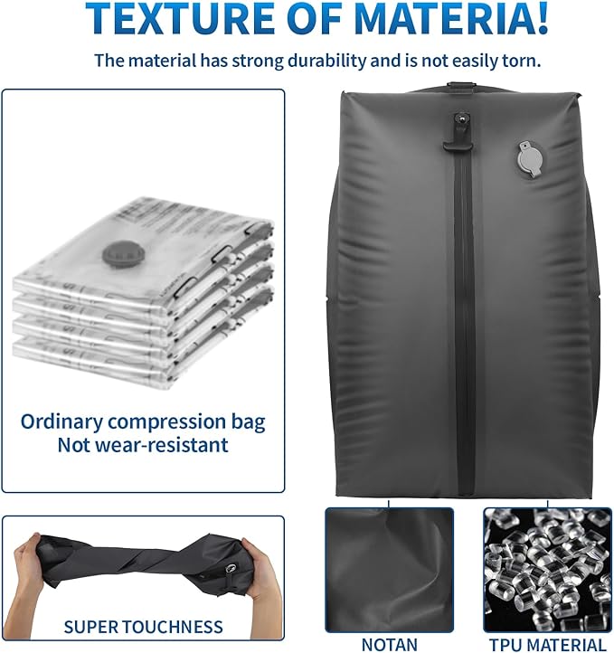 Vacuum Bags for Travel,Vacuum Bags for Travel with Wireless Vacuum Pump,IP67 Reusable Vacuum Compression Bags for Suitcases(1PC+Pump)