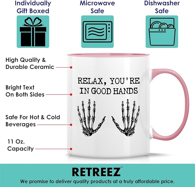 Retreez Funny Orthopedist Mug - 11 Oz Ceramic Coffee or Tea Cup - Humorous Sarcastic Gift for Orthopedic Surgeon, Orthopedic Specialist, Chiropractor - White Mug with Pink Handle and Inner